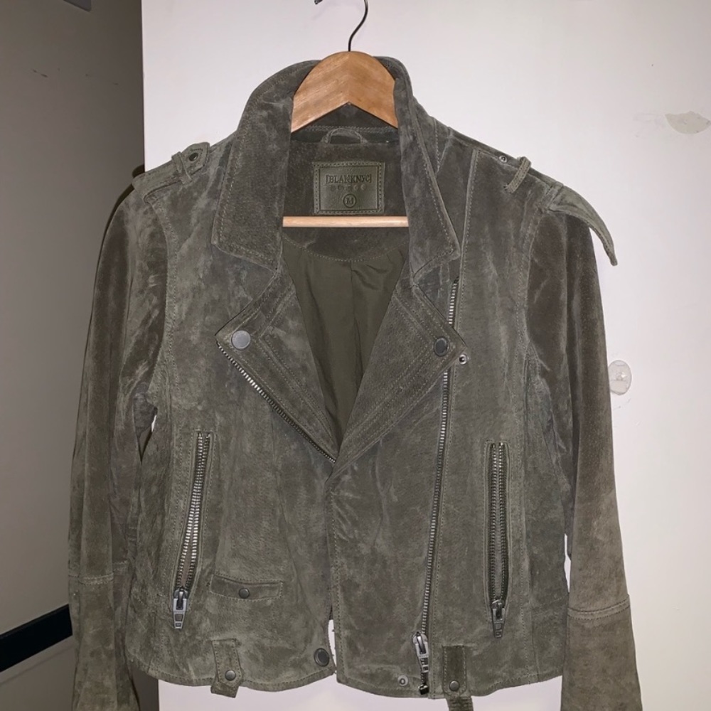 RARE BLANK NYC SUEDE OLIVE MOTO JACKET - Picture 1 of 3
